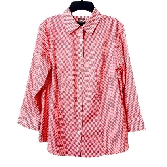 TALBOTS Coral White Wrinkle Resistant Button Down Blouse Size 4 - Picture 1 of 5